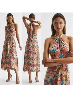 REISS Electra Leaf Print Dress size 6